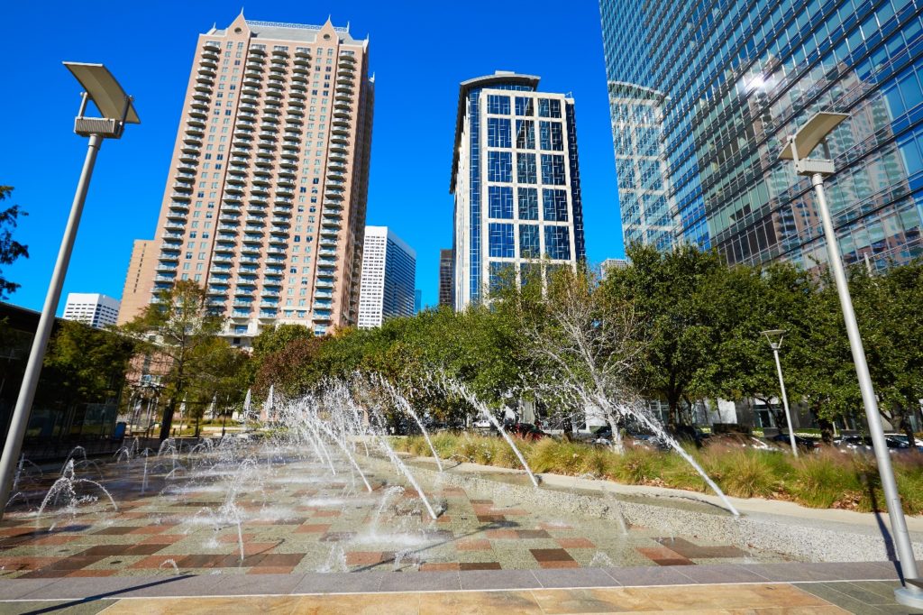 Splash pad at Discovery Green - One of our favorite things to do in Houston.